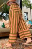 Bloc Stripe Wide Leg Pant Olive & Soft Terracotta